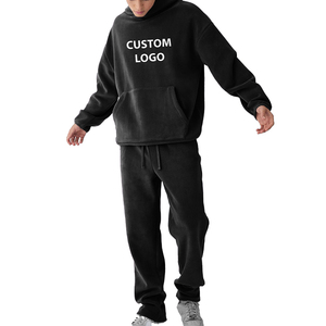 เสื้อฮู้ดดี้ทรงหลวมแบบวินเทจผ้าฝ้าย 100% น้ำหนักเบา 400 GSM พร้อมโลโก้สั่งทำ กางเกงวอร์มขายาวทรงบ็อกซี่ ชุดเซ็ตแทรคสูทสำหรับผู้ชายและผู้หญิง - Product Image 3