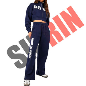 Bajo MOQ al por mayor de 2 piezas de algodón conjuntos de ropa de mujer chándal ropa de calle Loungewear Casual sudadera conjunto para mujer - Product Image 2