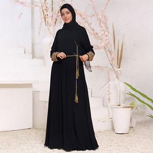 Abaya Informal de Marca para Mujer, Estilo Casual, Patrón Sólido, Bordado, Decoración con Botones, Tela de Alta Calidad con Memoria, 100% - Product Image 1