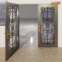 Elegantes Puertas de Entrada de Acero y Hierro TTD, Impermeables, con 3 Años de Garantía, Diseño Posmoderno para un Hogar Seguro