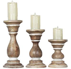 Bougeoir en bois/Bougeoir en bois ENSEMBLE de 3 à prix compétitif Meilleure vente Design unique Décoratif pour la maison et le mariage - Product Image 6