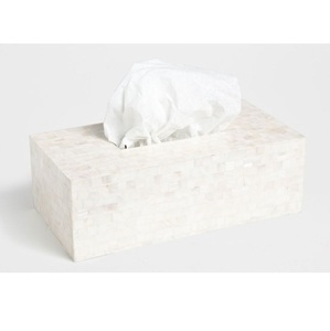 Produits d'intérieur Couverture de boîte à mouchoirs en incrustation d'os Design floral noir et blanc Porte-serviettes décoratif pour la décoration de la maison et du bureau - Product Image 6