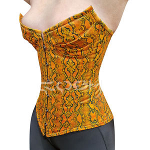 Corset bustier sexy sans bretelles pour femme, imprimé peau de serpent orange, amincissant la taille, avec baleines en acier, pour tenue de soirée et mode - Product Image 5