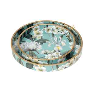 ชุดถาดเคลือบทำด้วยมือแบบดั้งเดิมพร้อมฐานไม้สำหรับให้เป็นของขวัญสไตล์อาหรับและของตกแต่งบ้าน - Product Image 4