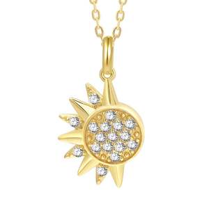 Ensemble de colliers d'amitié soleil et lune en argent sterling Jeulia avec zircon plaqué or - Product Image 3
