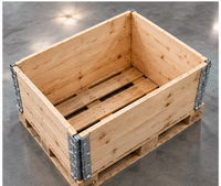 Palette en bois carrée pliable robuste, industrielle, recyclable, écologique, avec collier de fixation, chariot pliant, boîte à chariot à charnières, empilable, ISPM-15