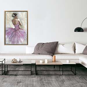 Printed <b>Canvas</b> Artwork: Pink Tutu Dancer, Modern Bedroom Decor,GOLD <b>FRAMED</b> <b>CANVAS</b> - Product Image 1
