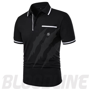 Camiseta de Manga Corta para Hombre Bloodline, Color Sólido, Tejido de Algodón, Transpirable, Corte Regular Formal, 220g, Negro - Product Image 1