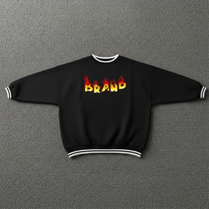 Sweat-shirt en molleton de coton 100% de haute qualité, couleur unie, tricot côtelé personnalisé, poids lourd, logo imprimé sur écran personnalisé - Product Image 4