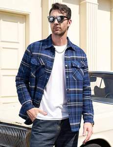 Veste en flanelle sherpa pour homme sur mesure, chemise à carreaux en coton biologique, polaire chaude, fabricant OEM en gros - Product Image 5