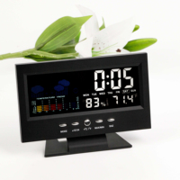 Réveil numérique LCD à commande vocale Affichage de l'heure/date/semaine Mouvement électronique perpétuel Calendriers d'affichage de la température de la table