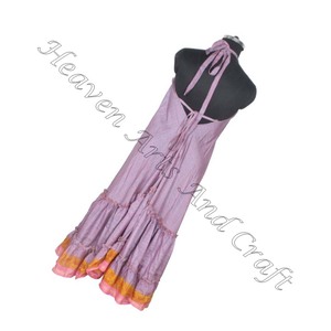 Fait à la main Antique plage vêtements pour femmes Vintage soie robe dames élégant sans manches soirée femmes robe soie dos nu été - Product Image 6