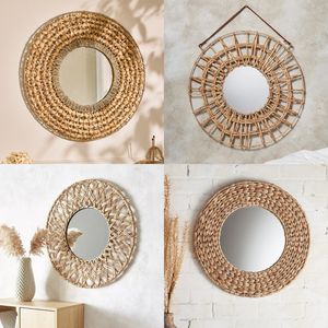 Miroirs muraux encadrés en jacinthe d'eau tissés à la main durables et écologiques pour la maison, l'hôtel, le restaurant, le café, fabriqués au Vietnam - Product Image 6