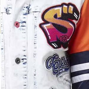 High Street Style hommes en cuir toile avant Letterman veste Logo personnalisé OEM ODM Varsity manteau grande taille hiver école collège - Product Image 6