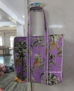 Hand <b>Block</b> Printed Indian Handmade Cotton Shopping Tote Bag Women Tote Bag Handmade <b>Block</b> Printed Quilted Shoulder Bag - Product Image 1