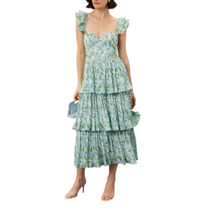 Fashionable Big Size <b>Womens</b> Green Floral <b>Dress</b> for Summer Outings and Beach Parties Available for Bulk Export - Product Image 1