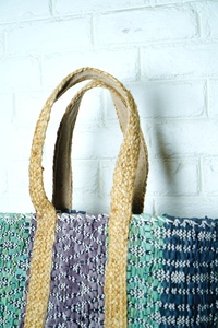 Sac fourre-tout bohème en jute tressé pour femme, couleur unie, motif croisé, écologique, fait main, pour l'été, à porter à l'épaule, ouvert, pour usage quotidien et voyage - Product Image 2
