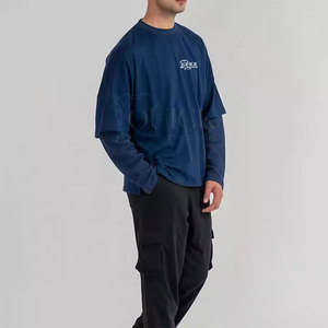 Camiseta Extra Grande para Hombre de Doble Capa, Poliéster/Algodón Sólido, Transpirable, de Secado Rápido, Ecológica, con Logotipo Personalizado de Alta Calidad - Product Image 2