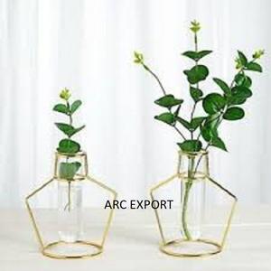 Golden New Latest <b>Wire</b> Designing Flower Vases Style With Glass Ware Luxury New Style Flower Vase for Home Living Room Decor - Product Image 5