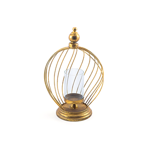 Bougeoir en métal avec cheminée en verre Bougeoir fait à la main de nouvelle conception Bougeoir de table de forme ronde - Product Image 3