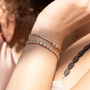 สร้อยข้อมือเทนนิสสำหรับผู้หญิงสร้อยข้อมือเพชรประดับเพชร14K หุ้มด้วยเม็ดกลม5มม. ผ่านการรับรองด้าน VVS - Product Image 5