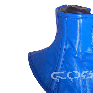 Corset de cou gothique à col haut en similicuir bleu avec baleines en acier pour fétichistes - Product Image 4