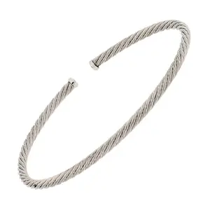 Pulsera de tubo de cable de diseño moderno para mujer, joya chapada en rodio blanco