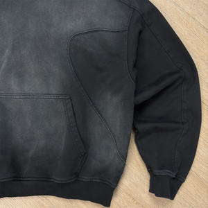 Sweat à capuche délavé en molleton français Sportish Impex personnalisé noir 450 / 500 GSM pour hommes |   Sweat à capuche oversize, coupe carrée, délavé à l'acide, effet soleil - Product Image 2