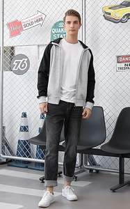 Sudadera con capucha informal con cremallera polar para hombre, chaqueta de calle con bordado personalizado, logotipo personalizado, Sudadera con capucha de lana tecnológica con cremallera completa, 3 paneles - Product Image 3