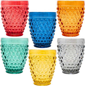 Set di 6 bicchieri di vetro color fiore 265 ml 6 pezzi bicchieri di vetro colorato - Product Image 1