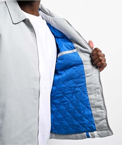 Personnalisé délavé 100% coton coupe ample toile fermeture éclair veste de travail avec col rabattu détresse Vintage hiver Bomber veste hommes - Product Image 3