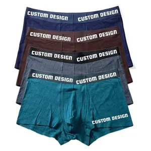 Grosir kustom Logo Boxer singkat pakaian dalam pria kualitas tinggi pakaian dalam seksi pria pemasok dari Bangladesh