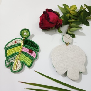 ต่างหูลูกปัดแฮนด์เมดสำหรับวันคริสต์มาสมีสีของเทศกาลเครื่องประดับแบบห้อยสำหรับผู้หญิงของขวัญฤดูหนาวเครื่องประดับสไตล์ชนเผ่า - Product Image 3