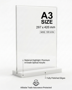 Factory Direct Premium Acrylic Display <b>Stand</b> A3/A4 | Heavy Base Clear Sign Holder | Custom Logo UV Japanese/Italian <b>Desktop</b> - Product Image 2
