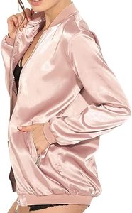 Vestes en satin personnalisées/veste de baseball en satin 100% polyester/blouson aviateur en satin blouson aviateur pour femmes - Product Image 2