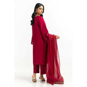 Dupatta brodé en polyester rouge pour femme, imprimé floral, en tissu organza fabriqué à partir de fibres de polyester durables - Product Image 2