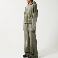 Conjunto Deportivo Personalizado de Felpa Francesa de 400 g/m², Estilo Holgado Vintage, Lavado Ácido Decolorado al Sol, Sudadera con Capucha y Pantalones Deportivos Apilados para Hombre