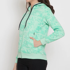 Sweat à capuche zippé pour femme en coton et polyester de haute qualité, OEM, polaire épaisse à grammage élevé, séchage rapide, écologique, streetwear, vente en gros - Product Image 5