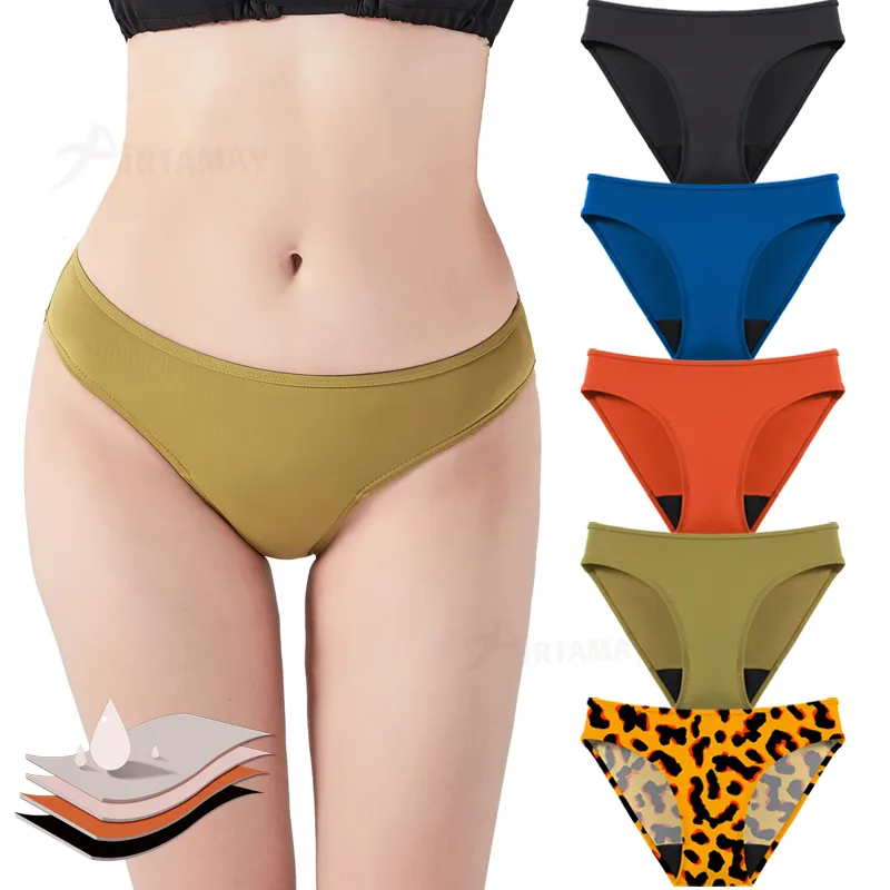 Sous-vêtements étanches 4 couches à taille haute pour les règles - culotte menstruelle sans couture pour les femmes