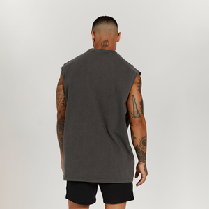 Camiseta sin mangas para hombre y unisex cuello redondo estilo informal calidad premium verano lavado 100% algodón Jersey patrón sólido camiseta para hombre - Product Image 3