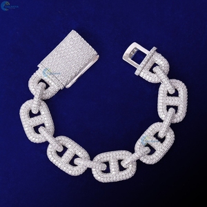 Iced Out VVS1 <b>Moissanite</b> Hip Hop <b>Bracelet</b> 20MM 925 Sterling Silver G Link <b>Bracelet</b> For Men's - Product Image 1