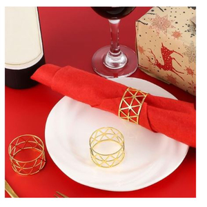 Anneaux de serviette en or au design unique Anneaux de serviette de Noël Porte-anneaux de serviette en métal pour les paramètres de la table de fête Organisateur de mouchoirs - Product Image 3