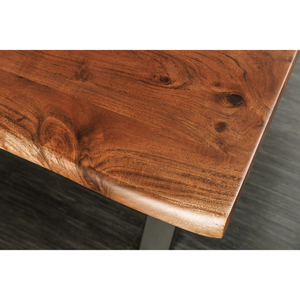 Mesa de comedor ovalada industrial en madera de mango macizo y estilo europeo de metal para baño, sala de estar, uso en restaurante - Product Image 5