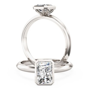 Conjunto de bisel alargado para mujer Anillo de compromiso de solitario de diamante cultivado en laboratorio de forma radiante de 1,5 quilates VS Clarity DE Color en oro de 14 quilates - Product Image 1