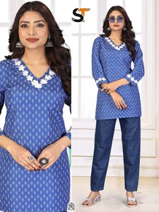 Fashionable Printed Cotton Short <b>Kurti</b> Manufacturer And Supplier From Surat At Wholesale Rate - Product Image 3
