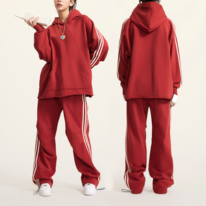 Conjunto de Pantalones y Sudadera con Capucha de Lona para Mujer, Color Sólido, Corte Regular, Formal, Invernal, Transpirable, de Alta Calidad, Dos Piezas, 2025 - Product Image 1