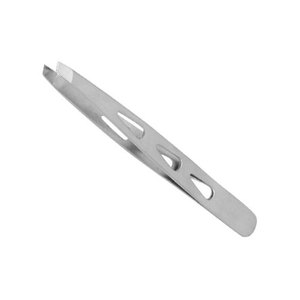 Pince à sourcils incurvée en acier inoxydable de nouveau style avec trous de gouttelettes dans la finition miroir OEM ODM LA ELAHI noir A + Grade - Product Image 3