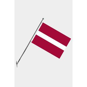 Ensemble de mât de drapeau télescopique de la Lettonie avec techniques d'impression numérique sur mât mural, drapeaux et bannières en polyester - Product Image 1