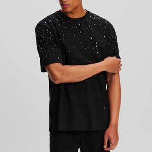 Ropa de verano personalizada, camiseta de gran tamaño con diamantes de imitación, Camiseta holgada de talla grande de alta calidad, moda callejera, camisetas informales de algodón para hombre - Product Image 6