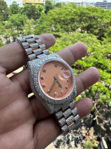 Montre de luxe haut de gamme en moissanite, étanche, pour homme, sertie de diamants, design rond, montres-bracelets, passe le testeur de diamants - Product Image 1